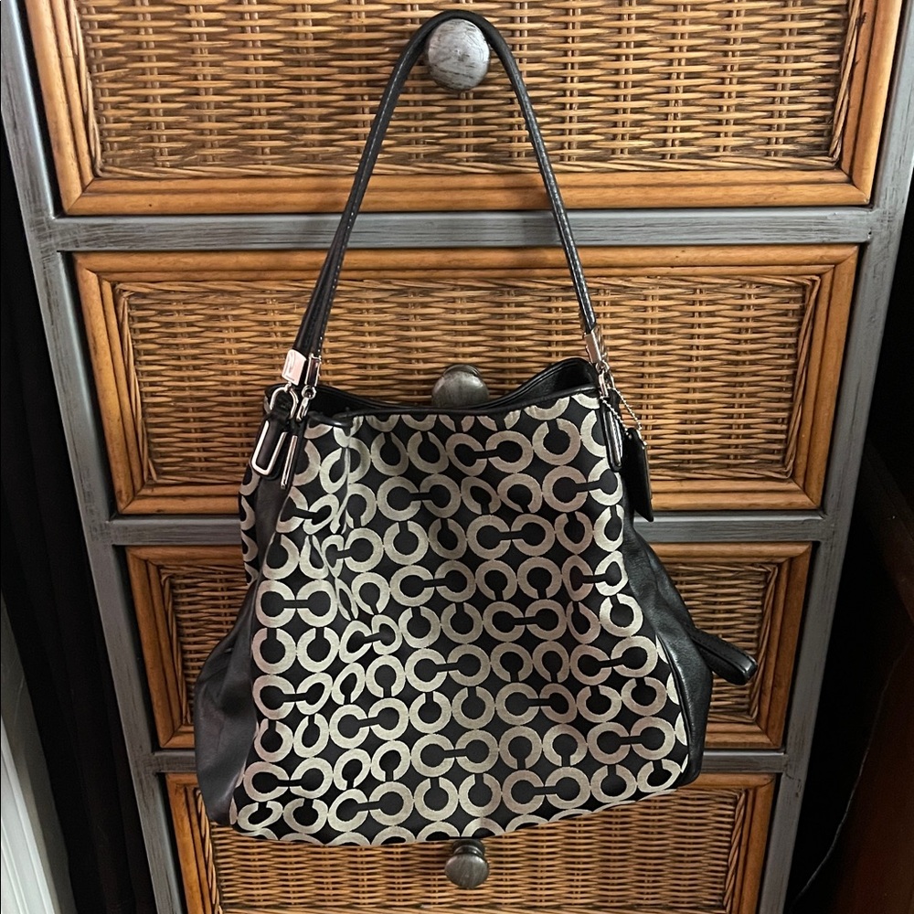 Coach Black & Silver Signature Shoulder Bag